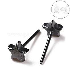 Orecchini a bottone con stella in ceramica ipoallergenica in bioceramica con zirconi&nbsp;EJEW-Z023-06
