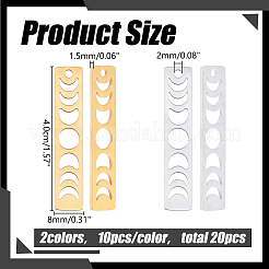20 pz 2 colori ciondoli in acciaio inossidabile 304&nbsp;STAS-WR0001-50