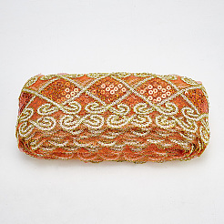 10 Yards Polyester-Spitzenband mit Pailletten&nbsp;OCOR-WH0090-050A
