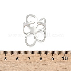 Offene Manschettenringe aus 304 Edelstahl mit hohler Blume&nbsp;RJEW-R018-02GP