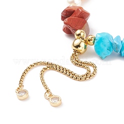 Bracelet silder perlé avec des éclats de pierres précieuses mélangées naturelles avec perle&nbsp;BJEW-JB08326