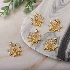 5 pièces en laiton micro pavé pendentifs en zircone cubique claire&nbsp;ZIRC-SZ0002-54