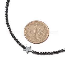 3mm facettierte runde natürliche schwarze Spinell Perlen Halsketten&nbsp;NJEW-JN05127