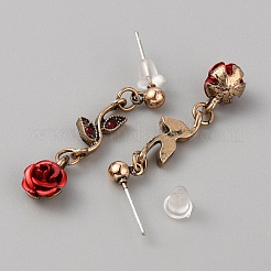 Ohrhänger aus Aluminium mit Rosenblüten-Motiv&nbsp;EJEW-WH0017-30AB