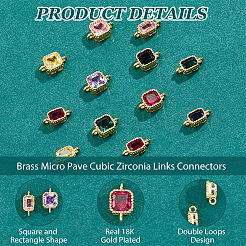 12 Stück 2 Stile Messing Micro Pave Zirkonia Verbinder Anschlüsse&nbsp;KK-HS0015-22B