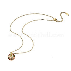 Collane rotonde piatte in acciaio inossidabile 304 smaltate per donna&nbsp;NJEW-Q028-01C-G