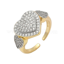 Anello a polsino aperto da donna in ottone con micro pavé di zirconi cubici&nbsp;RJEW-F177-03GP-04