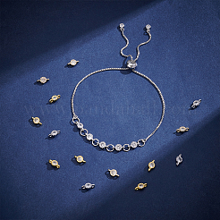 30 Stück 3 Farben Messing Zirkonia flach rund Verbinder Charms&nbsp;KK-UN0005-07