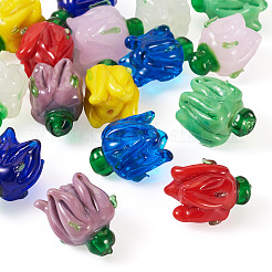 16pcs 8 Farben handgemachte Bunte Malerei-Perlen&nbsp;LAMP-TA0001-33