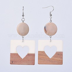 Orecchini pendenti in resina e legno&nbsp;EJEW-JE03025-01