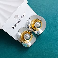 Boucles d'oreilles puces bicolores en acier inoxydable 304 pour femmes&nbsp;WG155B5-01