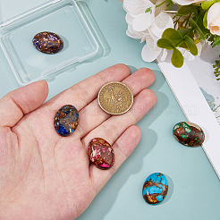 5 Stück 5 Stile natürlicher Lapislazuli & synthetischer Imperialjaspis und Bronzit-Cabochons&nbsp;G-FH0002-70