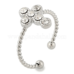 Anelli con polsino in acciaio inossidabile 304 e strass di cristallo per donna&nbsp;RJEW-G338-03P