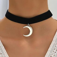 Gothic Moon CCB Kunststoff-Anhänger schwarze Samt-Halsketten für Damen&nbsp;FS-WG30AE2-01