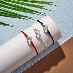 2 stücke 2 farben synthetische mondstein runde perlen schieber armband&nbsp;BJEW-SW00057-01
