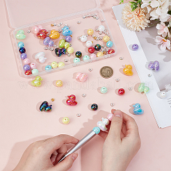 18 Stück 9 Farben UV-beschichtetes undurchsichtiges Acryl & 72 Stück 9 Farben Unterlegscheibe Messing Strass Spacer & 36 Stück 9 Farben UV-beschichtete undurchsichtige Acrylperlen-Zubehörungssets&nbsp;OACR-PH0004-76