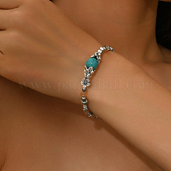 Eleganti bracciali da donna con perline rotonde in turchese sintetico e lega di zinco&nbsp;ZF9311-1
