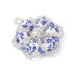 Handgefertigte Blumenanhänger aus Porzellanperlen mit blau-weißem Blumenmuster&nbsp;PALLOY-MZ01189