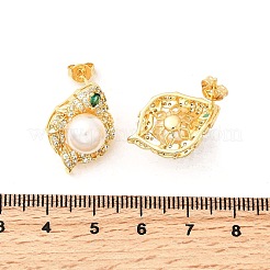 Boucles d'oreilles à tige en laiton avec micro pavé de zircons cubiques&nbsp;EJEW-C154-01G