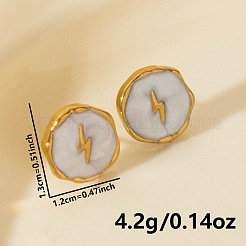 Eleganti orecchini a bottone tondi piatti in acciaio inossidabile 304 con fulmine&nbsp;OU9533-2