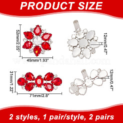 4 pièce de décoration de chaussures en strass en verre à 2 styles&nbsp;AJEW-AR0001-79A