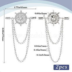 2 broche à chaîne suspendue en alliage de zinc avec strass en cristal&nbsp;FIND-GF0006-83P