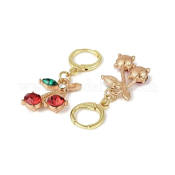 Boucles d'oreilles créoles pendantes en alliage de strass cerise&nbsp;EJEW-JE06359