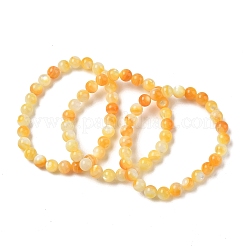 Bracelets extensibles à perles rondes en coquillage jaune naturel de 7 mm&nbsp;SH-CBACA76-18C