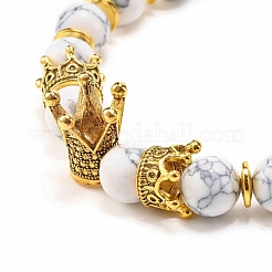 Galvanisiertes natürliches Lavagestein und synthetische Howlith-Perlen-Stretch-Armbänder für Mädchen und Frauen&nbsp;BJEW-JB06924