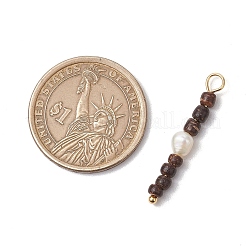 Noix de coco naturelle avec pendentifs en perles d'eau douce de culture naturelles&nbsp;PALLOY-JF03566