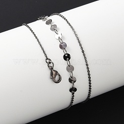 Collane con catene piatte e cavi in ottone con paillettes per donna&nbsp;NJEW-D302-40B