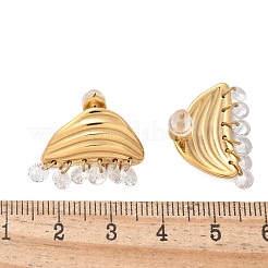 Dreieckige Ohrstecker aus Edelstahl mit klarem Zirkonia&nbsp;EJEW-D303-05G