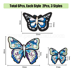 6 Stück 3 Stil Schmetterling computergesteuerte Stickerei Stoff zum Aufnähen von Applikationen&nbsp;PATC-HY0001-29