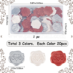 60 Stück 3 Farben Herz-Klebewachs-Siegelaufkleber&nbsp;DIY-CP0010-21