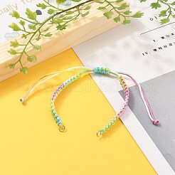Fabricación de pulseras de cuentas trenzadas con hilo de poliéster teñido en segmento ajustable&nbsp;AJEW-JB00790-03