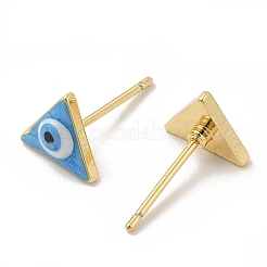 Triangolo smaltato con orecchini a bottone malocchio&nbsp;EJEW-E274-04G-10