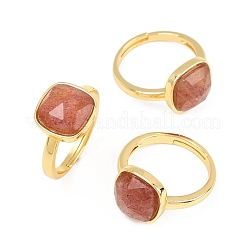 Bagues en quartz fraise naturel avec accessoires en laiton&nbsp;G-H353-04G-05