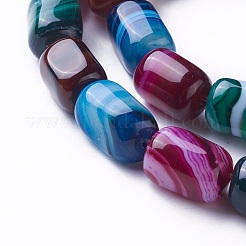 Brins de perles d'agate rayée teinte naturelle/agate à bandes&nbsp;G-G775-B-M