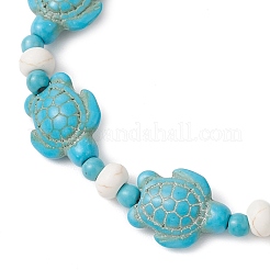 3 bracelet extensible en perles de turquoise synthétique et de coquillages d'eau douce naturels pour femmes&nbsp;BJEW-JB12017