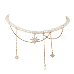 Collares de perlas de agua dulce cultivadas naturales y cuentas de arroz&nbsp;NJEW-JN05224