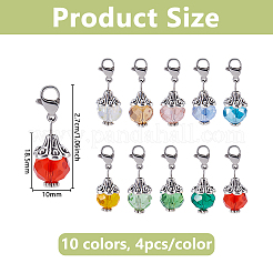 40 pz 10 colori pendenti rotondi in vetro decorazioni&nbsp;HJEW-DC00142