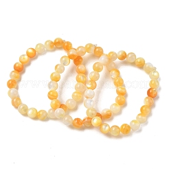 Pulseras elásticas redondas de cuentas de concha amarilla natural de 8 mm&nbsp;SH-CBACA76-18D