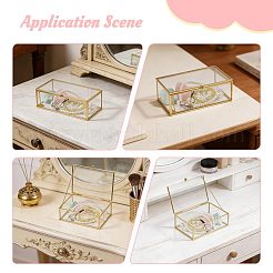 Vitrines à bijoux en verre transparent avec cadre en métal&nbsp;AJEW-WH0410-465B