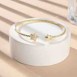 Bracelet manchette ouvert en zircone cubique transparente&nbsp;BJEW-G737-01G-04