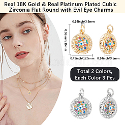 6 Stück 2 Farben Messing Micro Pave Zirkonia Anhänger&nbsp;ZIRC-BBC0003-68B