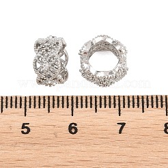 Blumenförmige Messingperlen mit klaren Zirkonia-Steinen im europäischen Stil&nbsp;KK-B186-06P