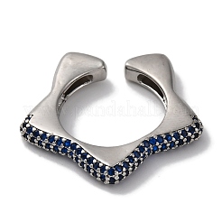 Anelli a polsino aperto con zirconi cubici in ottone con placcatura a cremagliera per donna&nbsp;RJEW-S242-02P-A