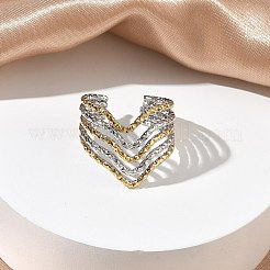 Mehrlagige offene Manschettenringe aus Edelstahl 304 für Damen&nbsp;RJEW-A095-04PG