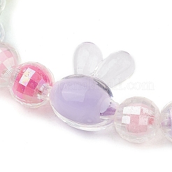 5 pz braccialetto elastico con perline acriliche rotonde per bambini e set di braccialetti elastici con perline rotonde in imitazione di plastica ABS&nbsp;BJEW-JB11558