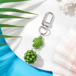 Décorations rondes en perles de turquoise synthétique et pendentif tortue de mer&nbsp;HJEW-JM03101